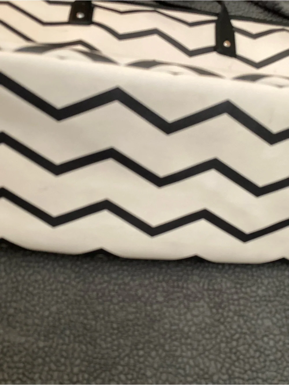 Lauren Ralph Lauren Black and Cream Chevron Tote